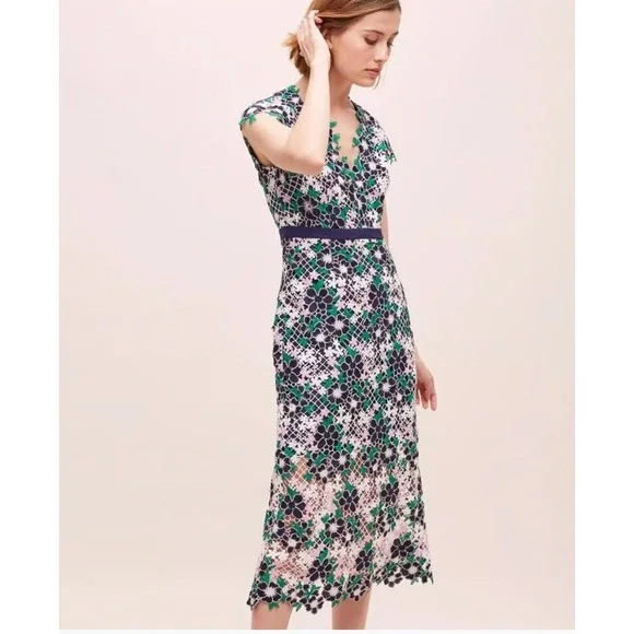 Foxiedox Floral Lace A-Line Maryem Midi Dress Size Extra Small - Picture 14 of 14